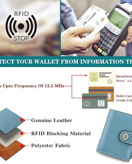 FALAN MULE Small Wallet for Women Leather Bifold Compact Small Womens Wallet with RFID Blocking