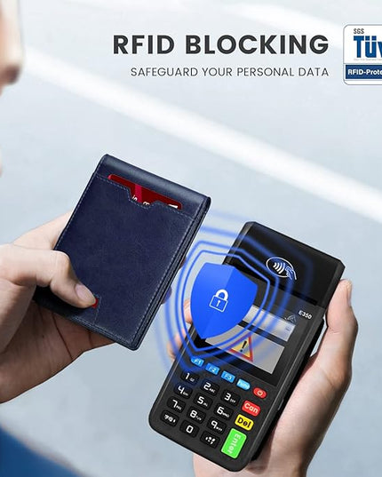 Zitahli Mens-Wallet-Slim-Leather-RFID Blocking Wallet for Men Minimalist Bifold Credit Card Holder with Gift Box