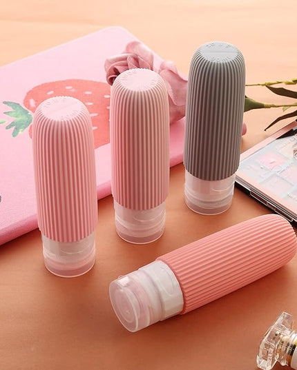 Travel Bottles for Toiletries, Tsa Approved 3oz Portable Travel Bottles, BPA Free Leak Proof Squeezable Silicone Travel Size Containers, Travel Accessories with Clear Toiletry Bag (4 Pack)