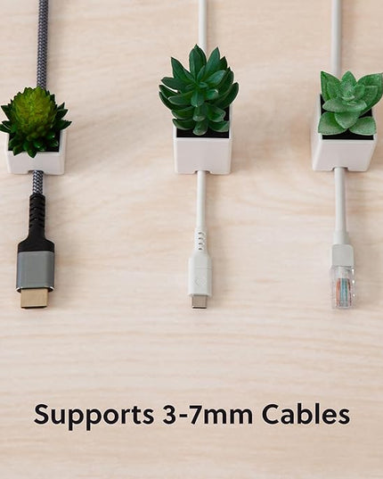 U Brands Adhesive Faux Succulent Cord Organizers, Set of 3, Kitchen Gadgets Cable Management, Office Desk Accessories, Office Supplies, Assorted Colors