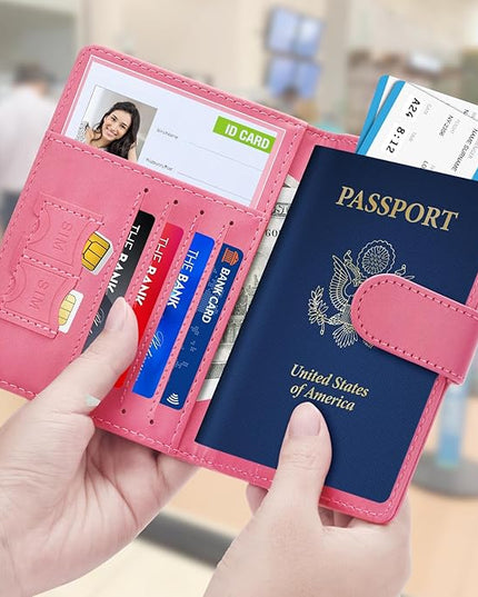 Herain Passport Holder for Travel Cruise Essentials, 2 Pcs Passport Cover Wallet Case Travel Gifts Women Men Family, RFID Passports Book Card Holders Travels Accessories Must Haves