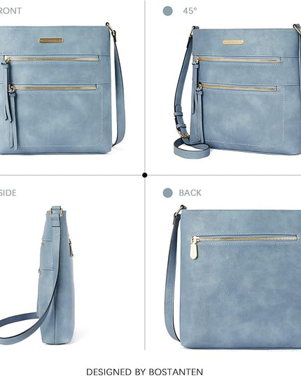 BOSTANTEN Crossbody Purses for Women Medium Shoulder Bag Quilted Handbags with Zipper Pocket