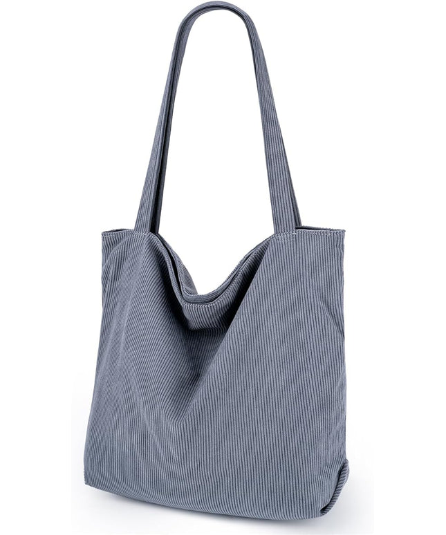 Iioscre Corduroy Tote Bag for Women,Hobo HandBags with Zipper,Large Capacity Casual Shoulder Handbags with Inner Pockets