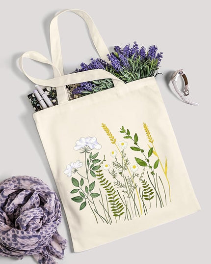 AUSVKAI Canvas Tote Bag for Women, Aesthetic Cute Grocery Grocery Reusable Cotton Gift Bag for Shooping Beach Trendy Gifts