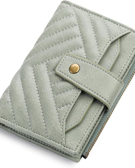 FALAN MULE Small Wallet for Women Leather Bifold Compact RFID Blocking with ID Window
