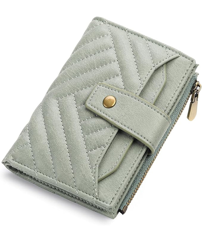 FALAN MULE Small Wallet for Women Leather Bifold Compact RFID Blocking with ID Window