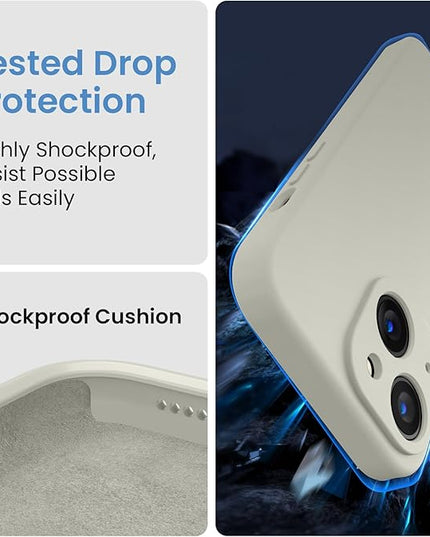 FireNova Designed for iPhone 15 Plus Case, Silicone [Camera Protection] Case with [2 Screen Protectors], Soft Anti-Scratch Microfiber Lining Inside, 6.7 inch, Stone