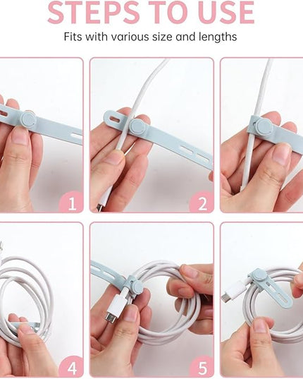 Oligei 100 Pcs Silicone Cable Ties, Cable Ties Reusable, High Elasticity Cord Wraps for Electrical Cords, Cord Organizer for Earphone, Phone Charger(Colorful)