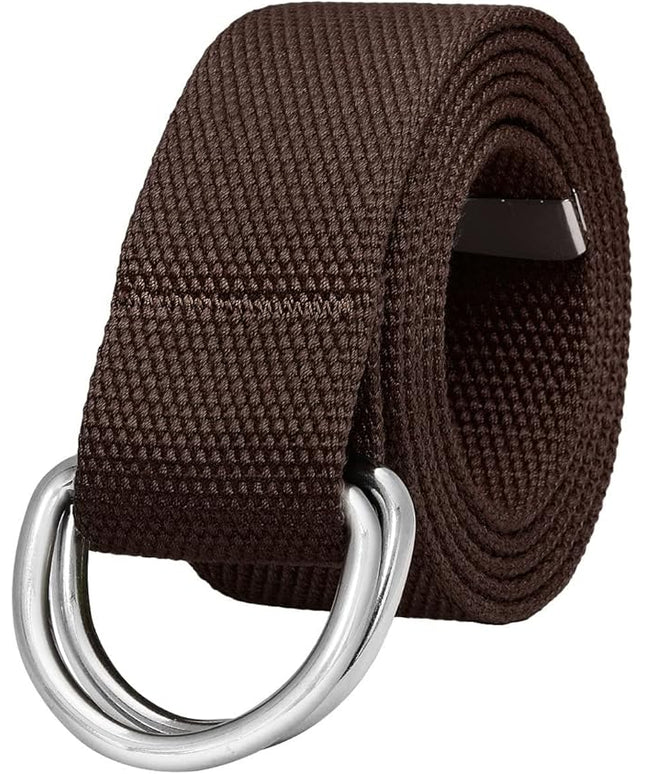 Falari Canvas Web Belt Metal Double D Ring Buckle for Men Women Casual Cloth Military Style Belt 1 1/2" Wide