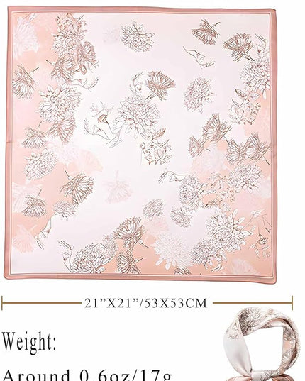 100% Mulberry Silk Scarf for Women Hair Lightweight Square Neckerchief Wrap For Head Scarves 21"
