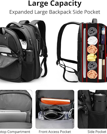 Swissdigital Design Travel Laptop Backpack for Men and Women, 35L Expandable Large College Backpack with USB Charging Port for Fits 17 Inch Notebook, Grey | SD1671-02