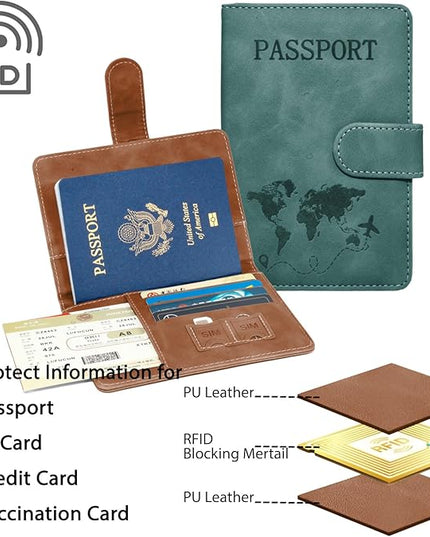 Passport Holder for Travel Essentials, 2 Pack Rfid Passport Cover for Women Men