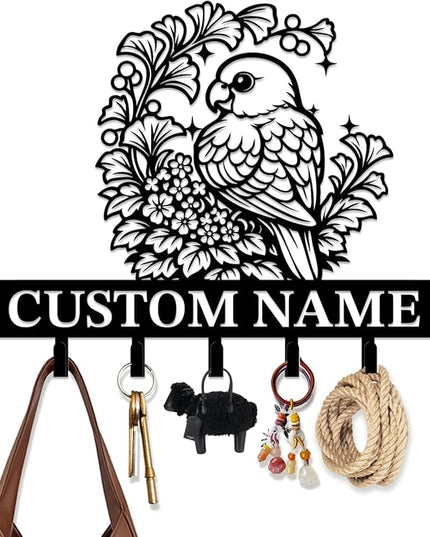 peanut case Customized Keys Holder - Personalized Birds Flower Key Hooks Wall Metal Sign Decor,Wall Holder, Garden,Door Hook (Style G)