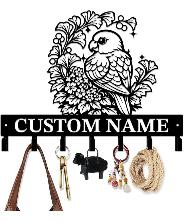 peanut case Customized Keys Holder - Personalized Birds Flower Key Hooks Wall Metal Sign Decor,Wall Holder, Garden,Door Hook (Style G)