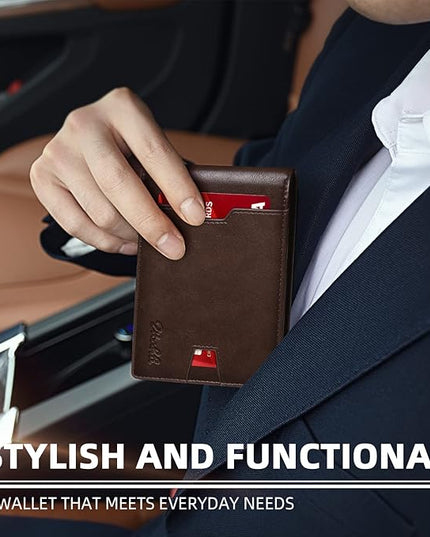 Zitahli Mens-Wallet-Slim-Leather-RFID Blocking Wallet for Men Minimalist Bifold Credit Card Holder with Gift Box