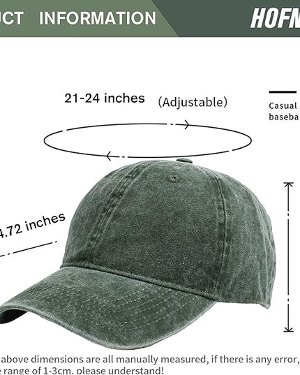 HH HOFNEN Men Women Washed Distressed Twill Cotton Baseball Cap Vintage Adjustable Dad Hat