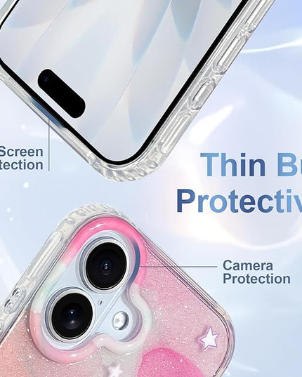 Cute Case for iPhone 17 Case for Women Girls [Compatible with Magsafe] Aesthetic Girly Trendy Glitter Sparkly Bling Magnetic Protective Phone Cover, Pink