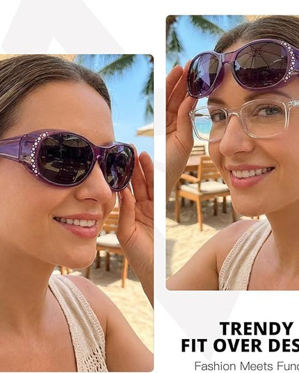 Myiaur Polarized Fit Over Glasses Sunglasses for Women Men, Over Sunglasses with UV400 Protection Anti Glare for Driving