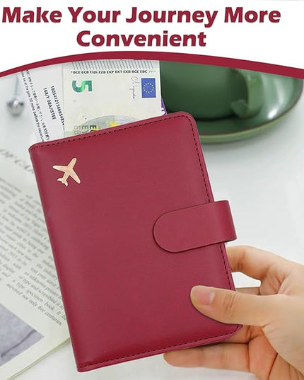 Melsbrinna Rfid Passport Holder for Travel women/Men, Cute Passport Wallet Rfid Blocking Card Slots, Rfid Passport Cover/CaseTravel Wallet, Passport Book Holder (1, Red3)
