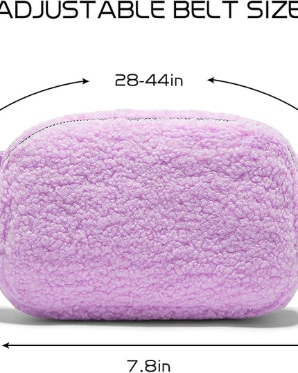 Gitus Fleece Belt Bag Sherpa Fanny Pack Crossbody Bags for Women Fashion Waist Packs with Adjustable Strap for Gym Travel Hiking Running Trending Gifts for Teen Girls Women Men (Lavender)