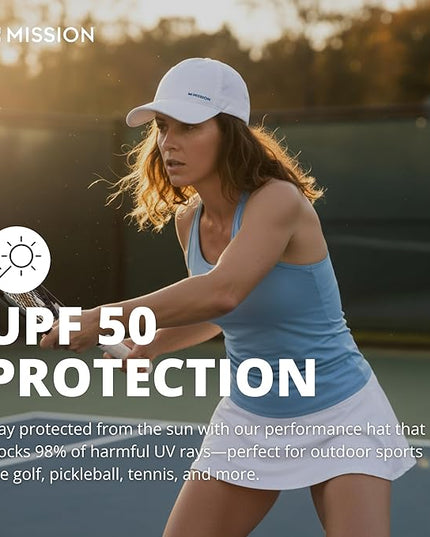 MISSION Cooling UPF Performance Hat - Unisex One Size Cap for Workouts, Golf & Running - Sweat & Water Activated Technology