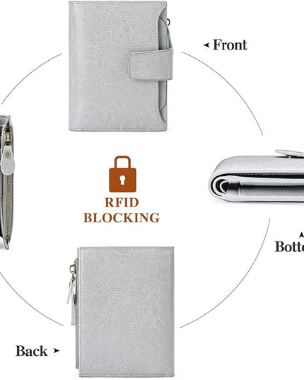 FALAN MULE Small Wallet for Women Leather Bifold Compact RFID Blocking Small Womens Wallet Purse