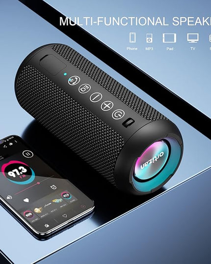 Ortizan Portable Bluetooth Speaker: IPX7 Waterproof, Wireless, Big Sound, Deep Bass, Dual Pairing, 30H Playtime, Valentines Day Gifts for Him, Birthday Gifts for Men Women, Adult White Elephant Gifts