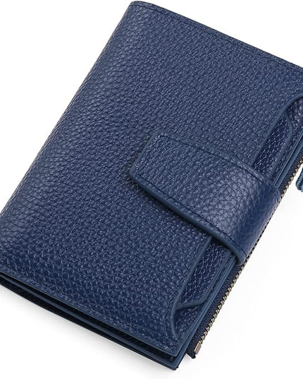 Falan Mule Women's Royal Blue Leather Wallet with RFID Blocking, Card Holders, and Coin Pouch