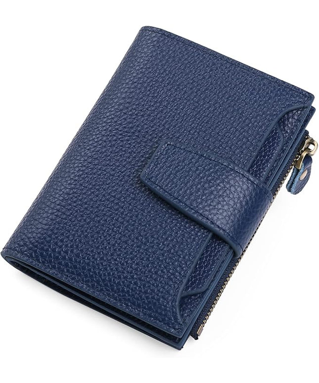Falan Mule Women's Royal Blue Leather Wallet with RFID Blocking, Card Holders, and Coin Pouch