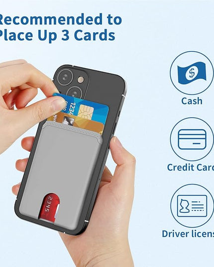 Senose Phone Wallet, 3 Pack (Black, White, Grey) - Unisex, Adult, Smartphone Users - Silicone, Anti-Slip Design, Easy Card Removal, 3 Compartments, 3.15 x 1.97 x 0.2 inches