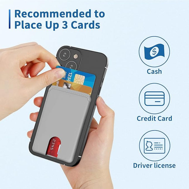 Senose Phone Wallet, 3 Pack (Black, White, Grey) - Unisex, Adult, Smartphone Users - Silicone, Anti-Slip Design, Easy Card Removal, 3 Compartments, 3.15 x 1.97 x 0.2 inches
