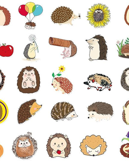 Cute Hedgehog Vinyl Stickers, 50 PCS Waterproof Animal Decals for Laptops, Scrapbooking, Notebooks, Water Bottles, Suitcases, Phones & DIY Decor