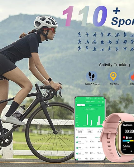 Motast Smart Watch (Answer/Make Call), 1.96" HD Smartwatch for Women, 2025 Fitness Watch with 112+ Sport Mode/Pedometer/Sleep/Heart Rate Monitor, IP68 Waterproof Fitness Tracker for Android iOS Pink