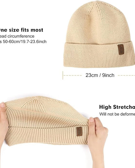 Wmcaps Winter Beanie for Men Women, Fleece Lined Beanie Soft Warm Knit Hat Ski Stocking Cuffed Cap