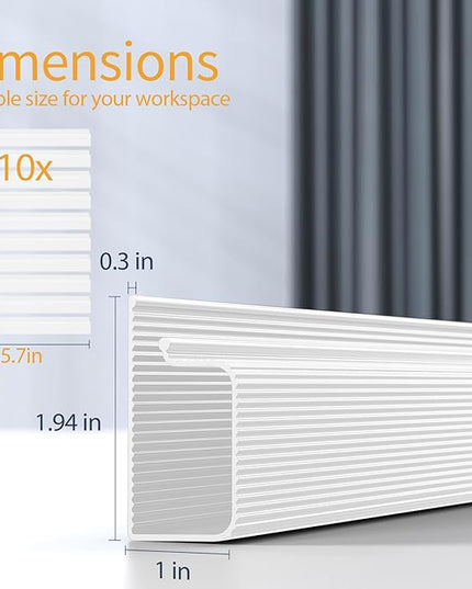 Delamu 157in Cable Management Under Desk, Safe & Tidy Under Desk Cable Management for Home & Office, Cord Organizer for Desks, Wire Organizer Kit, 10 Pack White