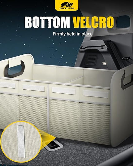 MIKKUPPA Car Trunk Organizer - 70L Collapsible Trunk Organizer for Groceries, Car Storage Organizers for SUV Auto Truck Van with Non Slip Bottom (White)