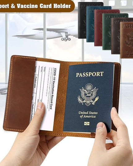 Jack&Chris Leather Passport Holder, Passport Travel Wallet Cover Case for Men Women, Leather Travel Documents Organizer Protector, JC105-Black