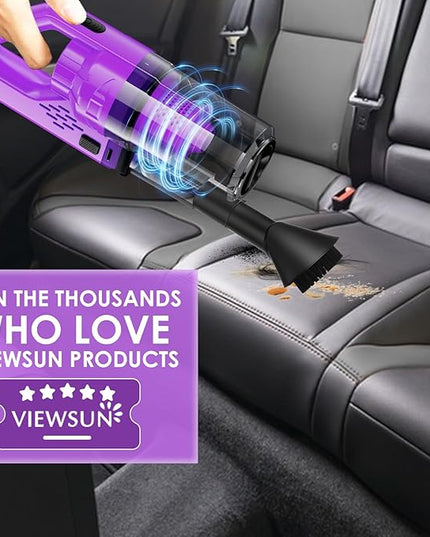 Viewsun 17PCS Car Cleaning Kit, Purple Car Interior Detailing Kit with High Power Handheld Vacuum, Detailing Brush Set, Windshield Cleaner, Cleaning Gel, Complete Auto Accessories for Women Gift