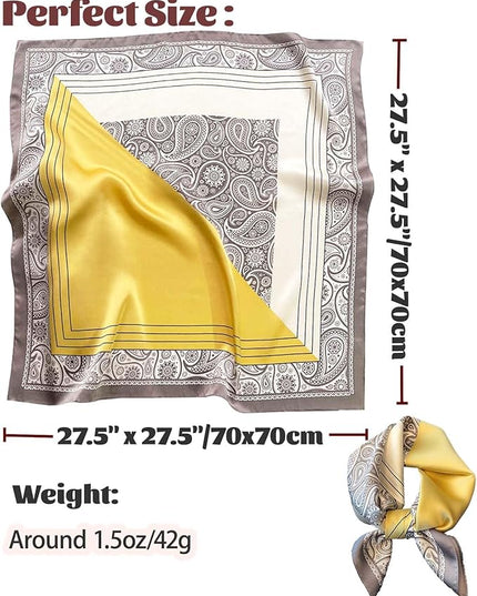 kcctoo 27.5" Mulberry Silk Feeling Head Scarf Women's Fashion Square Neck Satin Scarfs for Bag Hair Scarves Gift