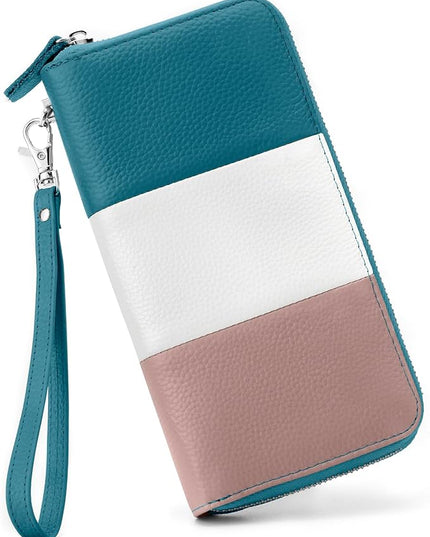 Moflycom Womens Wallet RFID Blocking Genuine Leather Multi Credit Card Large Capacity Zip Around Clutch Travel Purse Wristlet