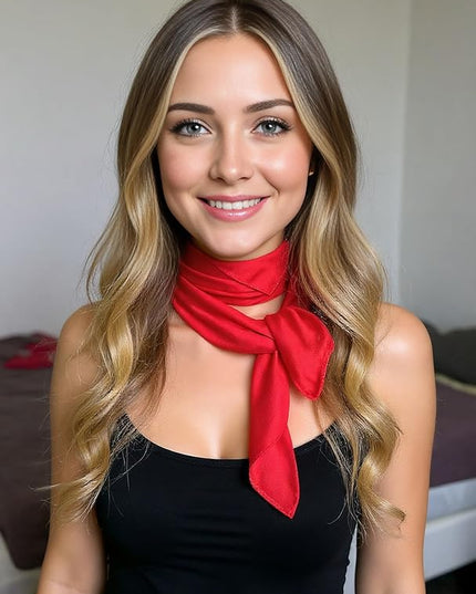 CHUNG Women's Square Satin Scarf 27.5" Bandanas Solid 50s Retro Neck Scarves Emulation Silk Handbag Hair Ribbons Necktie