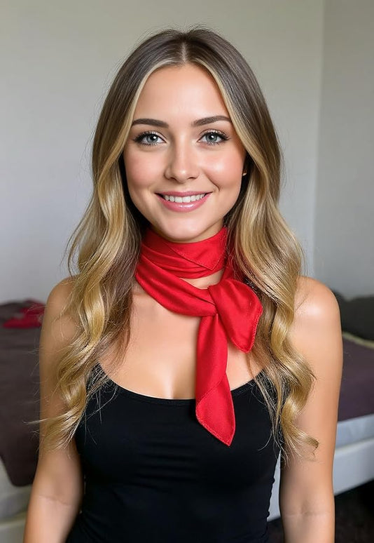 CHUNG Women's Square Satin Scarf 27.5" Bandanas Solid 50s Retro Neck Scarves Emulation Silk Handbag Hair Ribbons Necktie