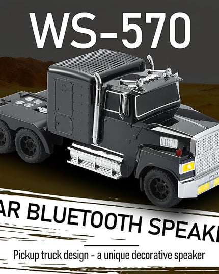 American Truck Bluetooth Speaker with HD Sound, TWS Pairing, LED Party Light, Operation Panel, Built-in Mic, Portable Car Model Speaker for Parties, Beach, Outdoor Activities (Black)