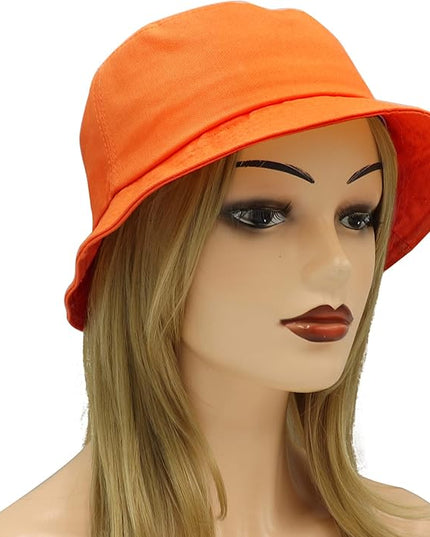 Umeepar Unisex Cotton Packable Bucket Hat Sun Hat Plain Colors for Men Women