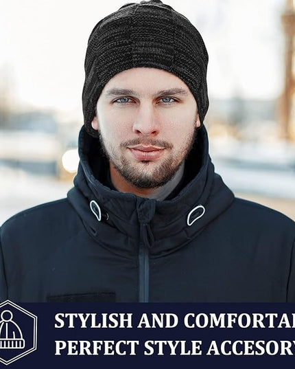 Geyoga 2/3/4 Pack Winter Beanie Hats for Men Warm Slouchy Beanies Hats Fleece Lined Thick Knitted Ski Skull Warm Cap