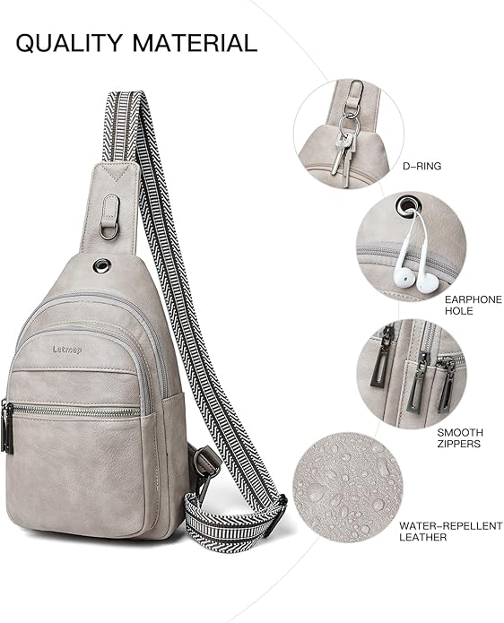 Sling Bag For Women Faux Leather Small Casual Daypack Backpack Fanny Pack Crossbody Chest Bags Purse