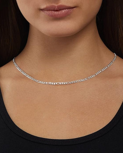 Amazon Essentials 14k Gold or Sterling Silver Plated Figaro Chain Necklace