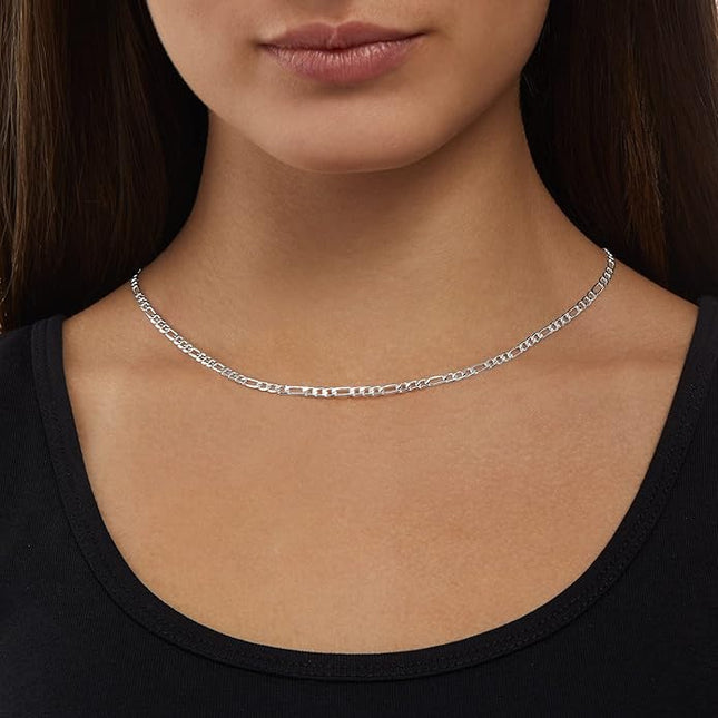 Amazon Essentials 14k Gold or Sterling Silver Plated Figaro Chain Necklace