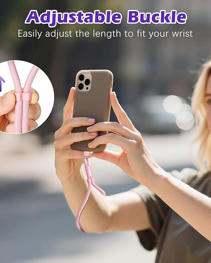 MoKo 2 Pack Phone Wrist Strap Anti-theft, Adjustable Hand Wrist Phone Lanyard with 360° Rotating Hook and Tether Tabs, Cellphone Wristlet Strap for iPhone, Most Smartphones, RoseGold & Purple
