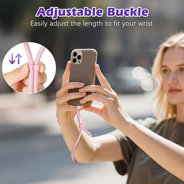 MoKo 2 Pack Phone Wrist Strap Anti-theft, Adjustable Hand Wrist Phone Lanyard with 360° Rotating Hook and Tether Tabs, Cellphone Wristlet Strap for iPhone, Most Smartphones, RoseGold & Purple